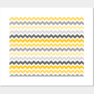 Yellow Gold Grey Chevron Pattern Posters and Art